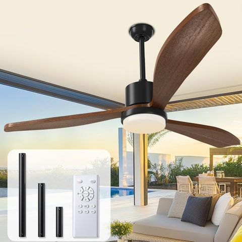 Wood Ceiling Fans With Lights: 52 Inch Outdoor Ceiling Fan With And ... with regard to Outdoor Ceiling Fan With Downrod Adjustable